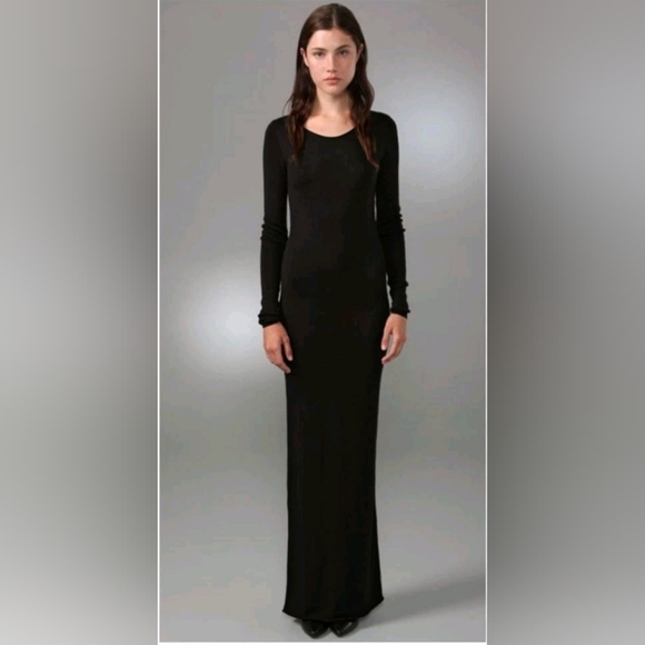T by Alexander Wang Fitted Long Sleeve Maxi dress in Black. Size S - Picture 1 of 8